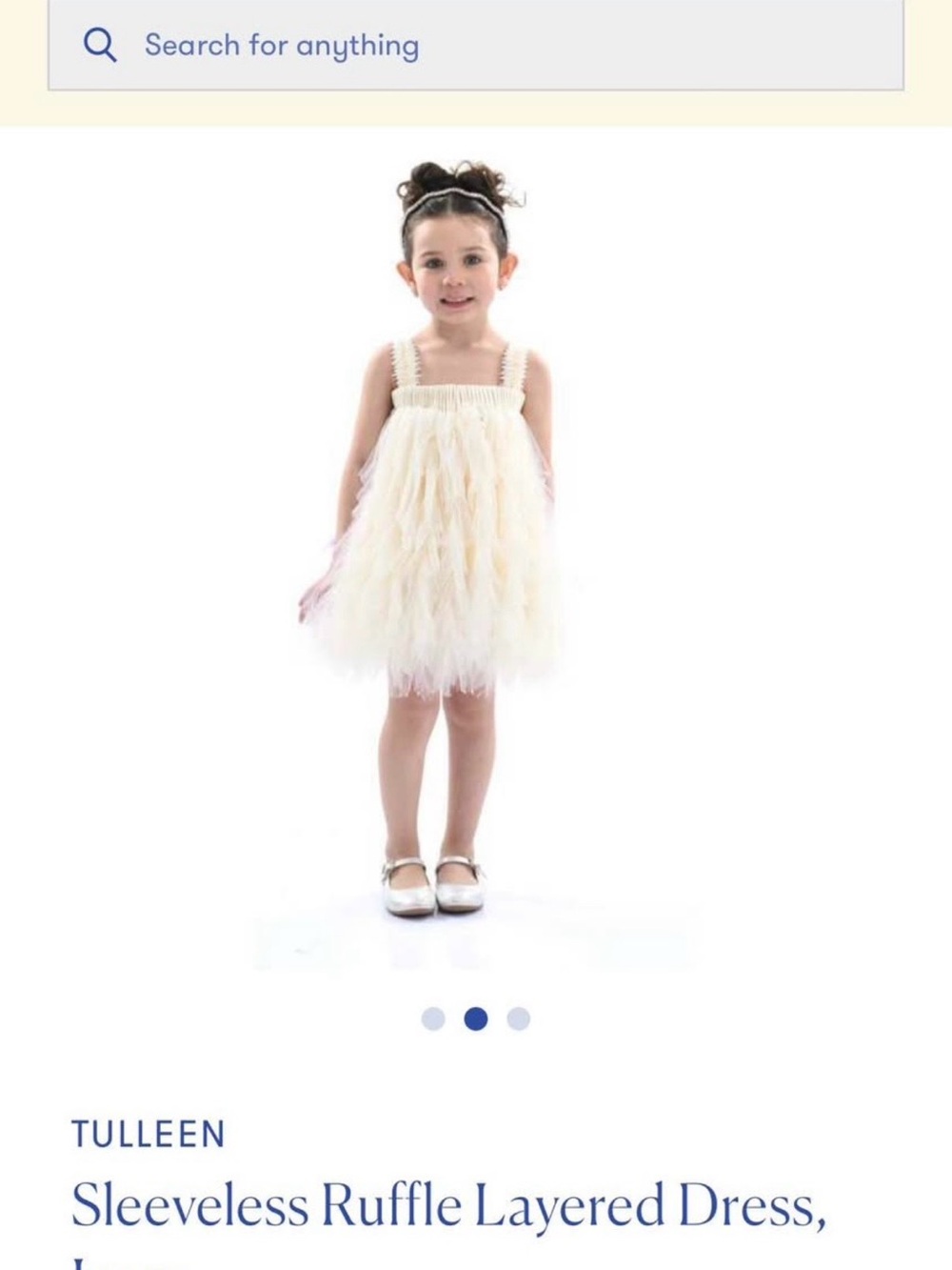 Tulleen Cream Sleeveless Ruffle Layered Dress for Girls